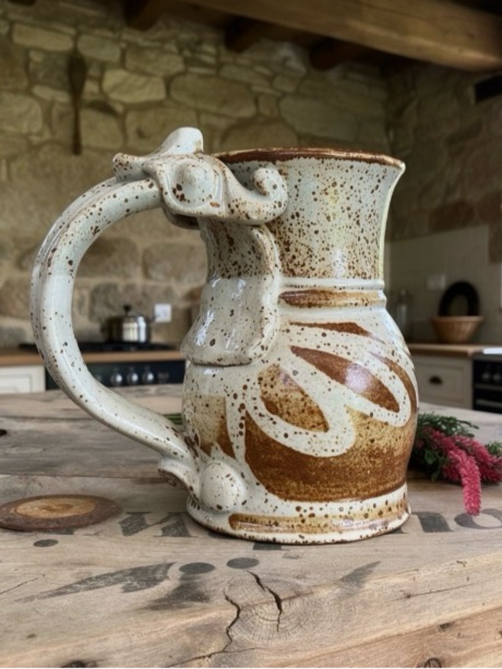 Vintage Studio Art Pottery John Schulps Small Pitcher Vase Artist Signed Rustic